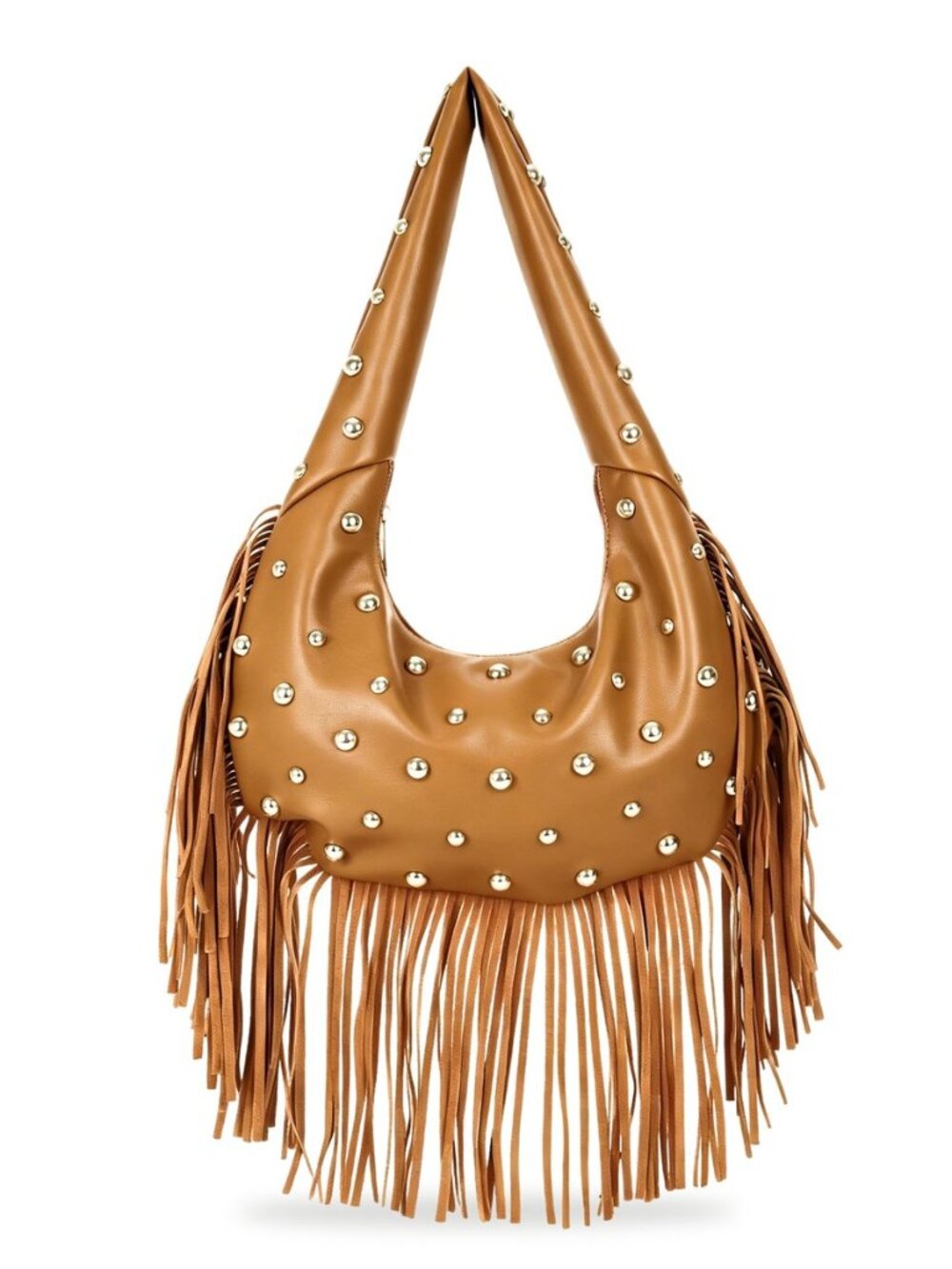Studded Fringe Hobo Bag Vintage Faux Leather Western Cowgirl Tassel Shoulder